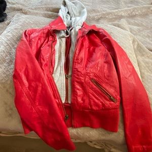 red leather jacket